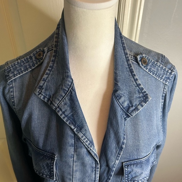 πβRailsβ Maverick Dark Vintage Wash Shacket w/ Hidden Button Front Size Sπ - Picture 5 of 15